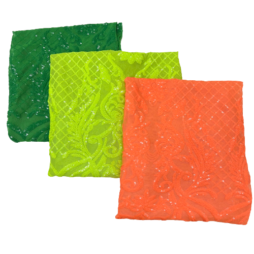 Tissu en dentelle extensible à paillettes Luna vert Slime
