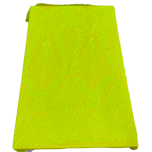 Slime Green Alpica Sequins Lace Fabric