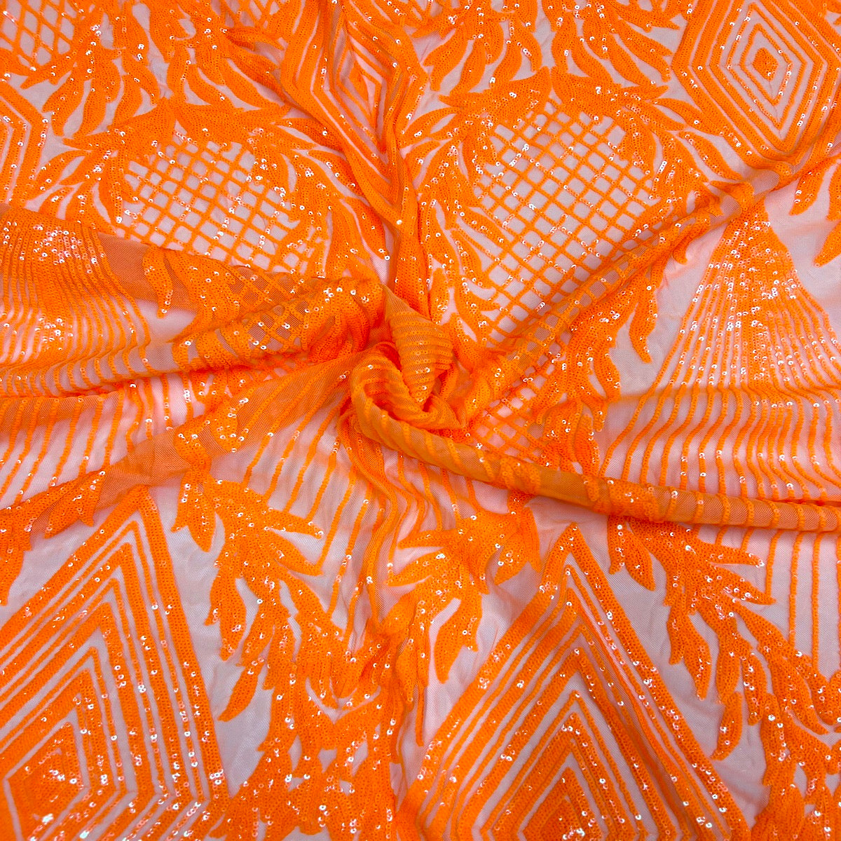 Tela de encaje de lentejuelas de Alpica naranja 