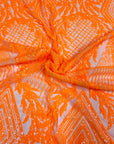 Tissu Dentelle à Paillettes Alpica Orange 