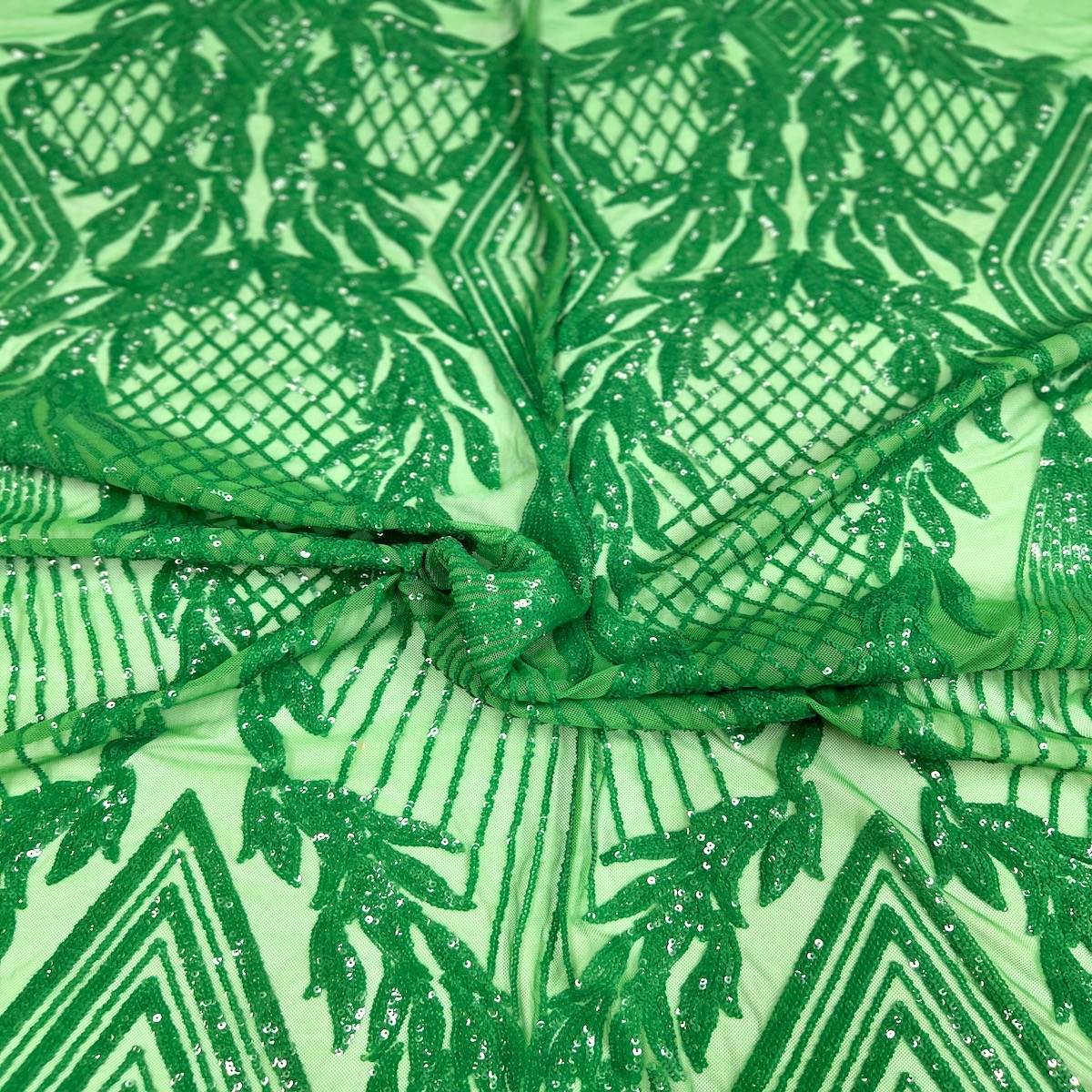 Emerald Green Alpica Sequins Lace Fabric