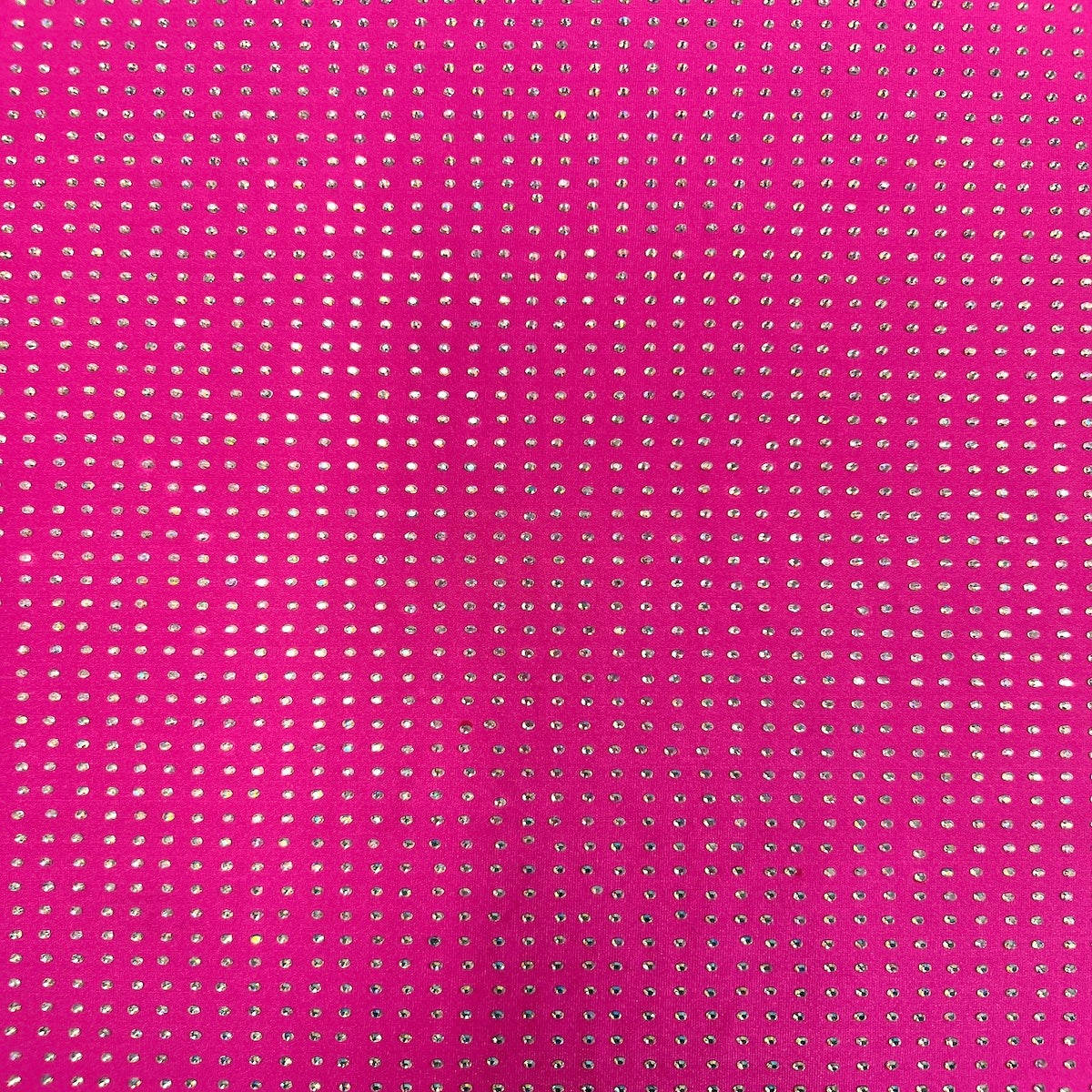 Hot Pink Iridescent AB Rhinestone Spandex Fabric