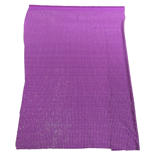 Purple Iridescent AB Rhinestone Spandex Fabric
