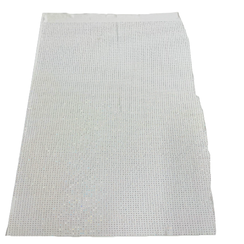 White Iridescent AB Rhinestone Spandex Fabric