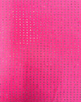 Tela de spandex con diamantes de imitación AB iridiscente rosa neón
