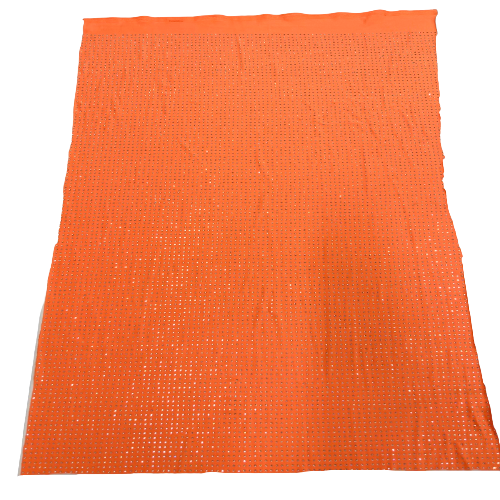 Orange Iridescent AB Rhinestone Spandex Fabric