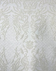 White Luna Stretch Sequins Lace Fabric