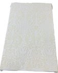 White Luna Stretch Sequins Lace Fabric