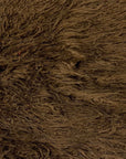 Tela de piel sintética rizada de pelo largo de alpaca marrón chocolate 