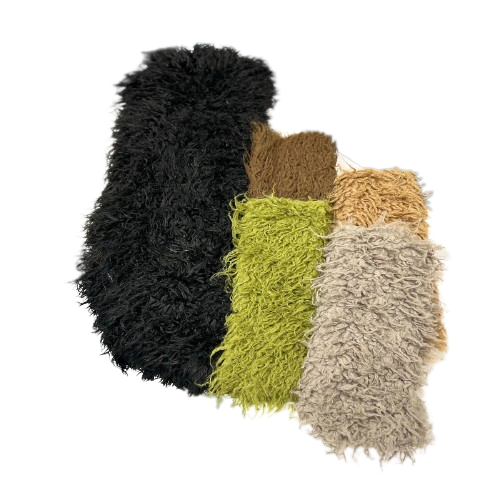 Black Alpaca Long Pile Curly Faux Fur Fabric