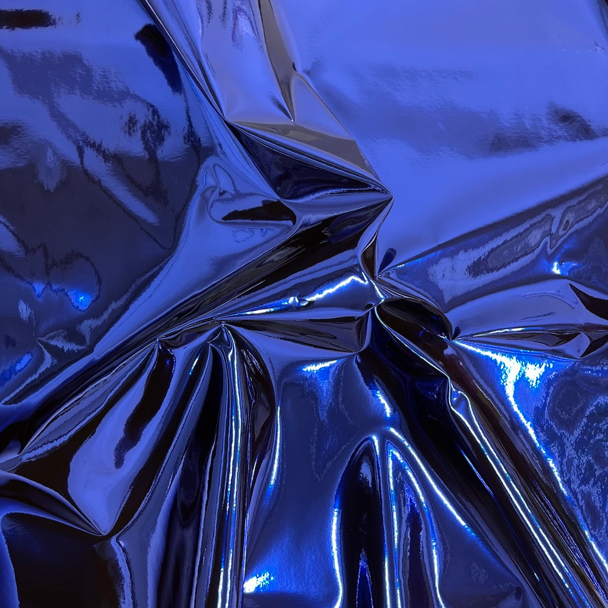 Tela de vinilo con espejo reflectante cromado azul real