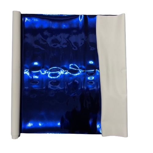 Tissu vinyle réfléchissant bleu royal chromé miroir