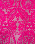 Neon Pink Catina Sequins Lace Fabric