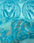 Tela de encaje de lentejuelas Catina azul agua 