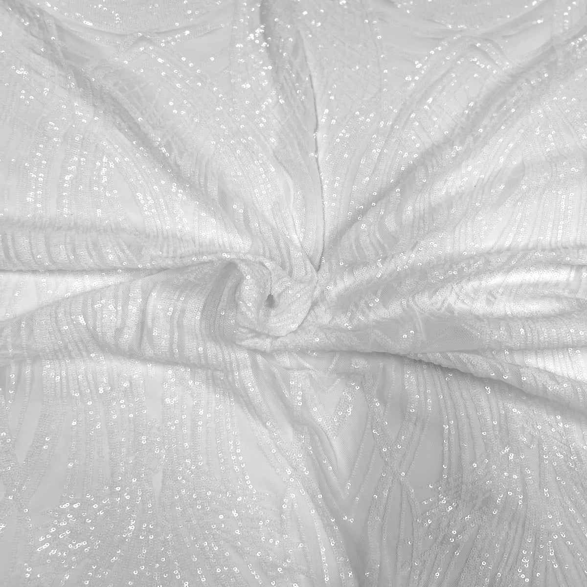 Tissu en dentelle extensible à paillettes Selena Wave blanc 