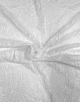White Selena Wave Stretch Sequins Lace Fabric