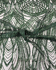 Hunter Green Selena Wave Stretch Sequins Lace Fabric