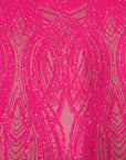 Tela de encaje de lentejuelas elásticas Selena Wave rosa fuerte 