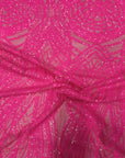 Hot Pink Selena Wave Stretch Sequins Lace Fabric