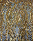 Black | Gold Selena Wave Stretch Sequins Lace Fabric