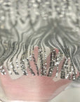 Silver Selena Wave Stretch Sequins Lace Fabric