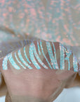 Bleu Perle Irisé | Tissu en dentelle extensible à paillettes Selena Wave beige foncé 