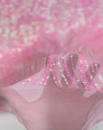 Baby Pink Iridescent Selena Wave Stretch Sequins Lace Fabric