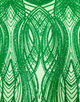 Tissu en dentelle extensible à paillettes Selena Wave vert émeraude 
