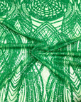 Emerald Green Selena Wave Stretch Sequins Lace Fabric