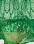 Emerald Green Selena Wave Stretch Sequins Lace Fabric