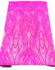 Magenta Pink Selena Wave Stretch Sequins Lace Fabric