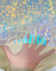 Azul perla iridiscente | Tela de encaje de lentejuelas elásticas Selena Wave beige claro 