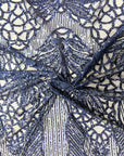 Navy Blue Bella Bee Stretch Sequins Lace Fabric