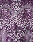 Plum Purple Bella Bee Stretch Sequins Lace Fabric
