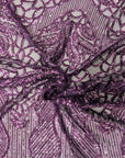 Tissu en dentelle extensible à paillettes Bella Bee violet prune 
