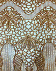 Gold Bella Bee Stretch Sequins Lace Fabric