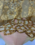 Gold Bella Bee Stretch Sequins Lace Fabric