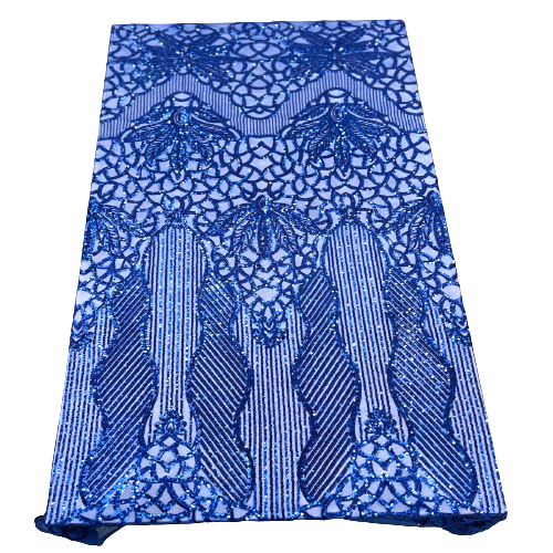 Royal Blue Bella Bee Stretch Sequins Lace Fabric