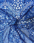 Tissu en dentelle extensible à paillettes Bella Bee bleu royal 
