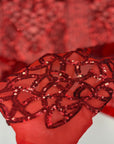 Red Bella Bee Stretch Sequins Lace Fabric