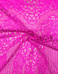 Magenta Pink Bella Bee Stretch Sequins Lace Fabric
