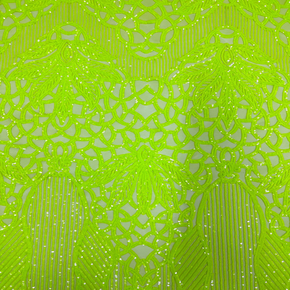Slime Green Bella Bee Stretch Sequins Lace Fabric