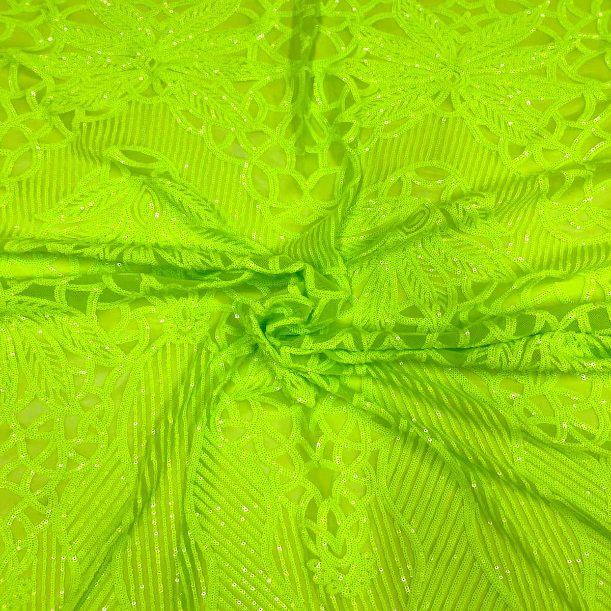 Tissu en dentelle extensible à paillettes Bella Bee vert Slime 
