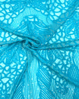 Aqua Blue Bella Bee Stretch Sequins Lace Fabric