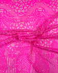 Hot Pink Bella Bee Stretch Sequins Lace Fabric