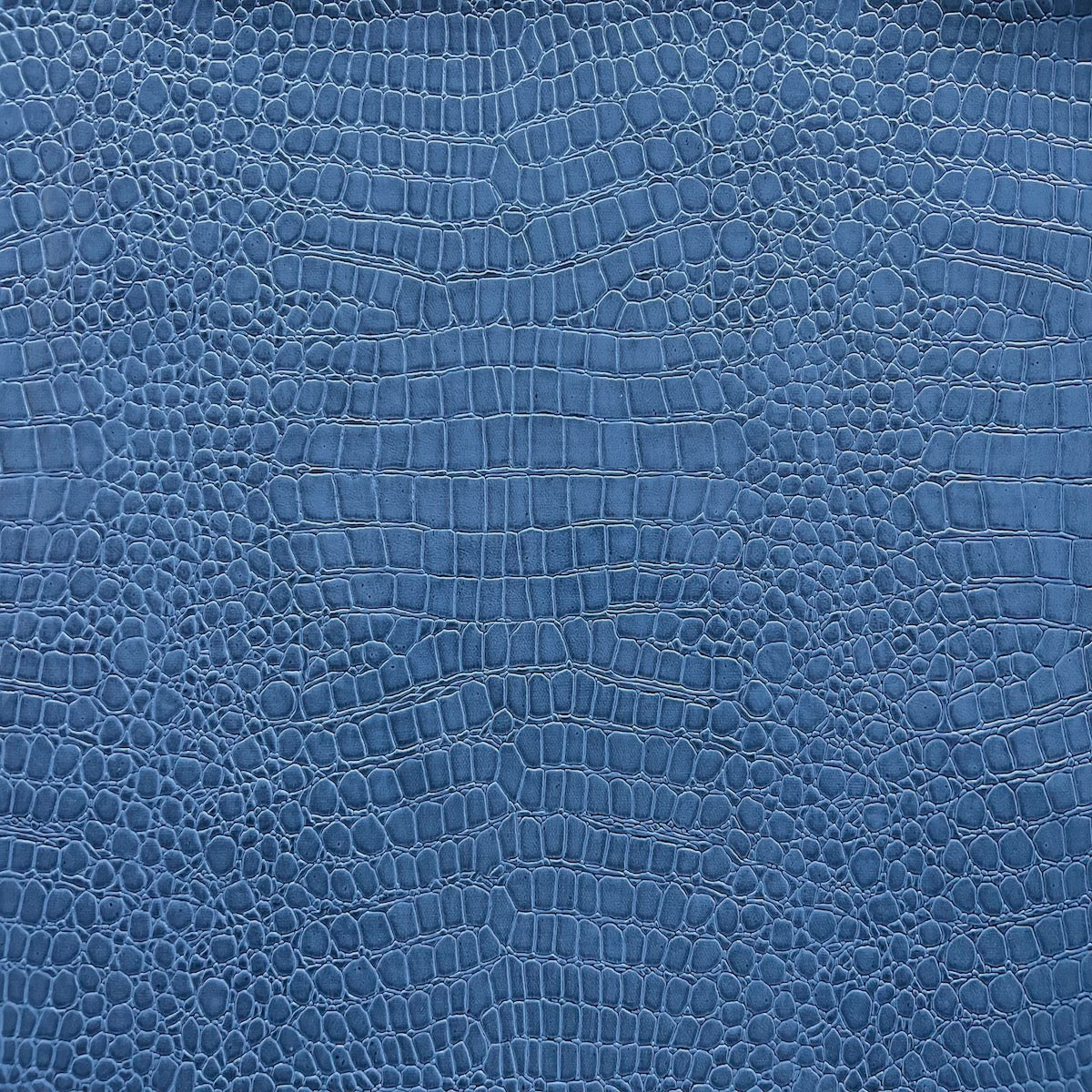 Denim Blue Crocodile Vinyl Fabric