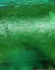 Tela de vinilo reflectante con efecto espejo cromado desgastado y triturado de color verde lima 