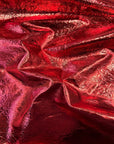 Tissu réfléchissant de vinyle de miroir de Chrome d'aluminium en détresse écrasé rouge 