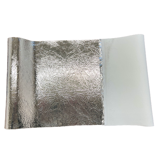Silver Crushed Distressed Foil Chrome Mirror Reflective Vinyl Fabric