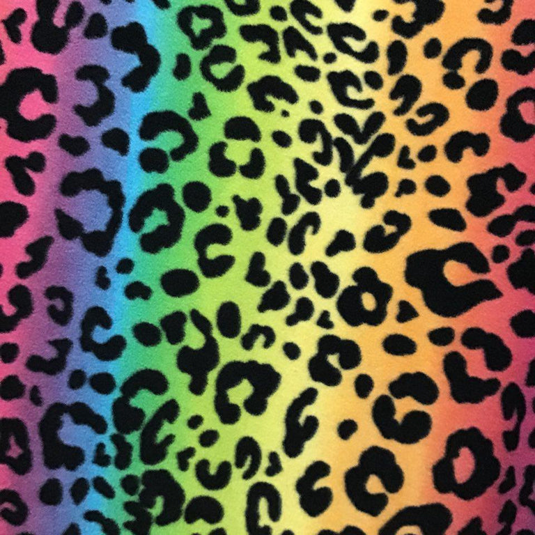Rainbow Multicolor Leopard Print Apparel Blanket Costume Fleece Fabric